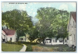 1910 Streets In Athens Pittsfield Skowhegan Maine ME Posted Antique Postcard