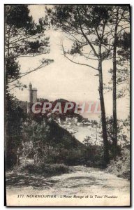 Old Postcard Ile Noirmoutier L & # 39Anse Red and Tour Plantier