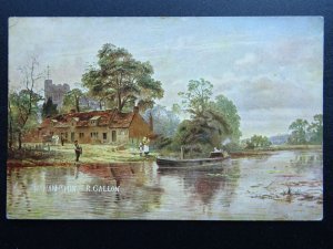 Worcestershire NR HAMPTON & Barge on River Avon c1906 Postcard by Hildesheimer