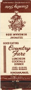 Hingham, Massachusetts/MA Match Cover, Country Fare Restaurant
