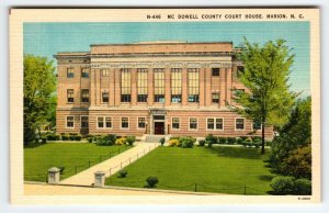 Mc Dowell Country Court House Building Marion North Carolina Linen Postcard NC