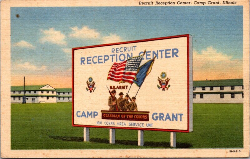 Linen Postcard Recruit Reception Center at Camp Grant, Illinois