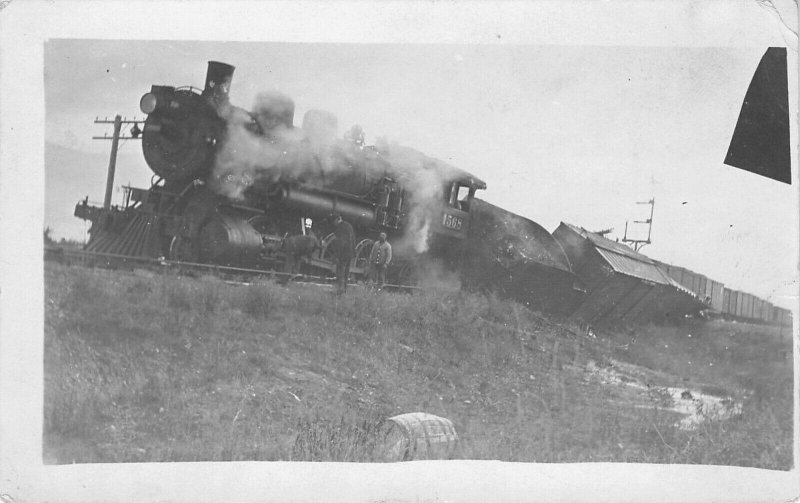 RPPC Coal Train Wreck Locomotive Engine #1568 (Location, RR unknown) RPPC c1917 