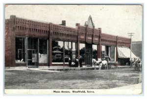 SHEFFIELD, Iowa IA ~ MAIN STREET Scene 1913 Franklin County Postcard 