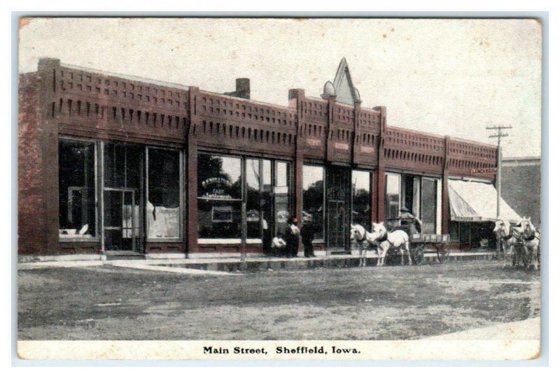 SHEFFIELD, Iowa IA ~ MAIN STREET Scene 1913 Franklin County Postcard 