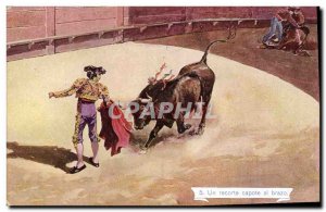 Old Postcard Bullfight Bullfight recorte A top al brazo