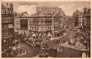 Vintage Postcard 1910's Piccadilly Circus London Zane Greys Old Busses Wasteland