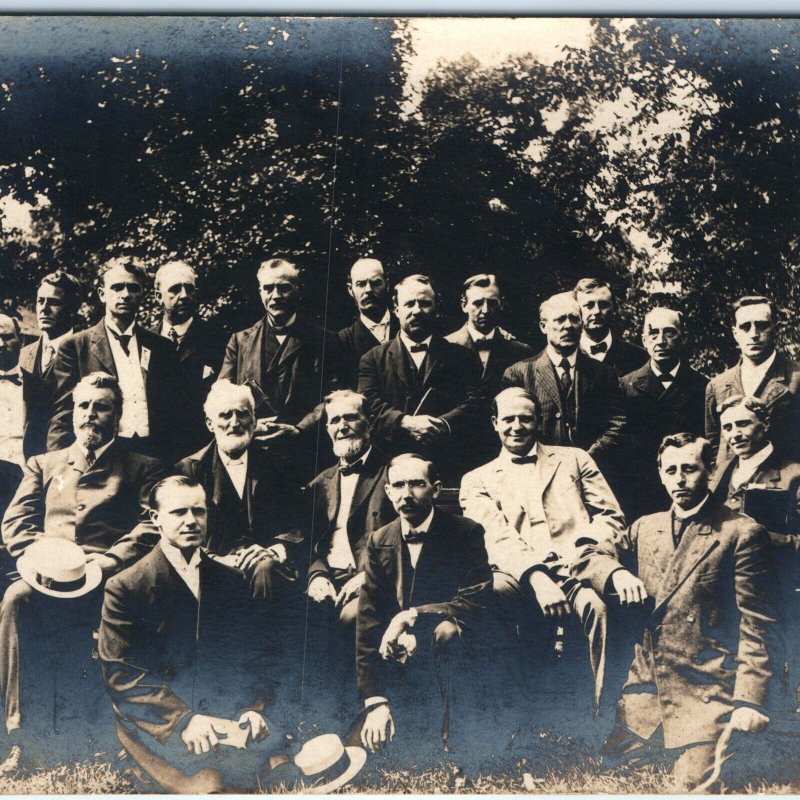 c1907-1909 Classy Group Gentlemen RPPC Fancy Dapper Suits Men Photo Outdoor A155