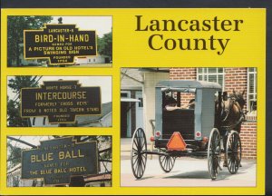 America Postcard - Views of Lancaster County Unique Town Names  RR3058