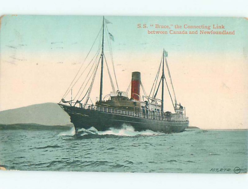 Pre-chrome FERRYBOAT TO NEWFOUNDLAND Postmarked St. John New Brunswick NB AF5399