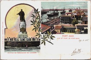 Egypt Egypt Port Said Ferdinand De Lesseps statue Litho Postcard C126