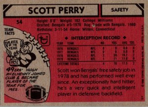 1980 Topps Football Card Scott Perry S San Franccisco 49ers sun0476