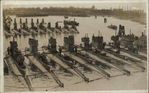 Portsmouth UK Submarines Ships British Navy c1909 Real Photo Postcard
