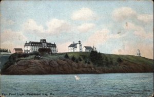 Penobscot Bay Maine ME Fort Point Light Lighthouse c1910 Vintage Postcard