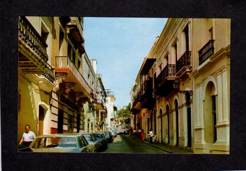 PR Typical Street Scene Old San Juan Puerto Rico Postcard