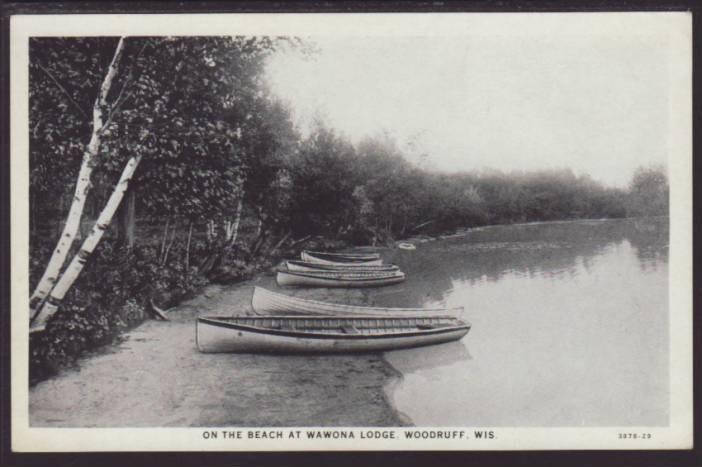 On the Beach,Wawona Lodge,Woodruff,WI Postcard 