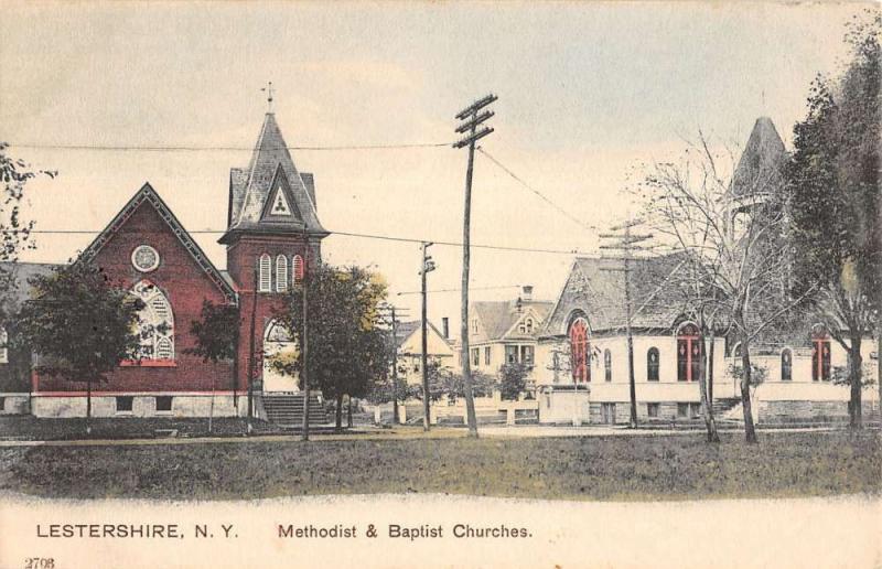 Lestershire New York Methodist Baptist Churches Antique Postcard K13241