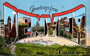 Colorado Greetings From Denver Large Letter Linen 1952