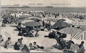 Postcard NJ Atlantic City Beach Scene Pub. Fred Hess & Son Studio 1940s V210