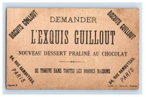 1880s Biscuits Guillout Chocolat Game Trick Paper Ring & Bottle Clown F158