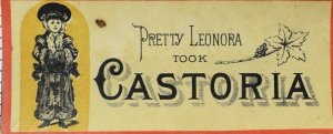 1870's-80's Pretty Leonora took Castoria Victorian Trade Card F103