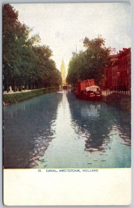 Amsterdam Holland Netherlands c1910 Postcard Canal Boat