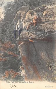 Danielson Connecticut~Cliffs Half Hill~Men Sitting on Edge~c1910 Hand-Colored Pc