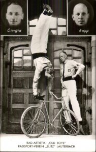 Stage Act Circus? Handstand on Bicycle Bliz Lauterbach Real Photo Postcard