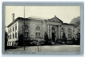 c1920s Clear View of Public Library Portsmouth Ohio OH Unposted Vintage Postcard