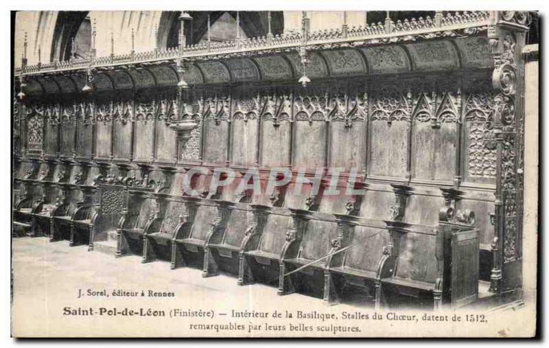 CPA Saint Pol de Leon Finistere Interieur de la Basilique Stalles du Choeur