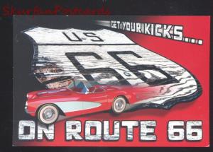 GET YOUR KICKS ON ROUTE 66 1958 CORVETTE POSTCARD