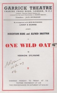 One Wild Oat  Alfred Drayton Robertson Hare Drama London Garrick Old Theatre ...