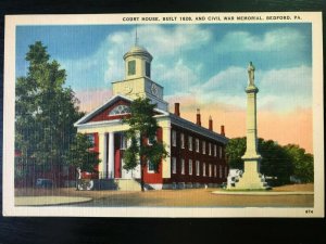 Vintage Postcard 1930-1945 Court House Civil War Memorial Bedford Pennsylvania