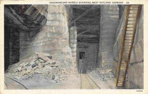 Underground Marble Quarry West Rutland Vermont 1936 linen postcard