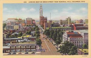 Looking West on Broad Street - Columbus, Ohio - Linen