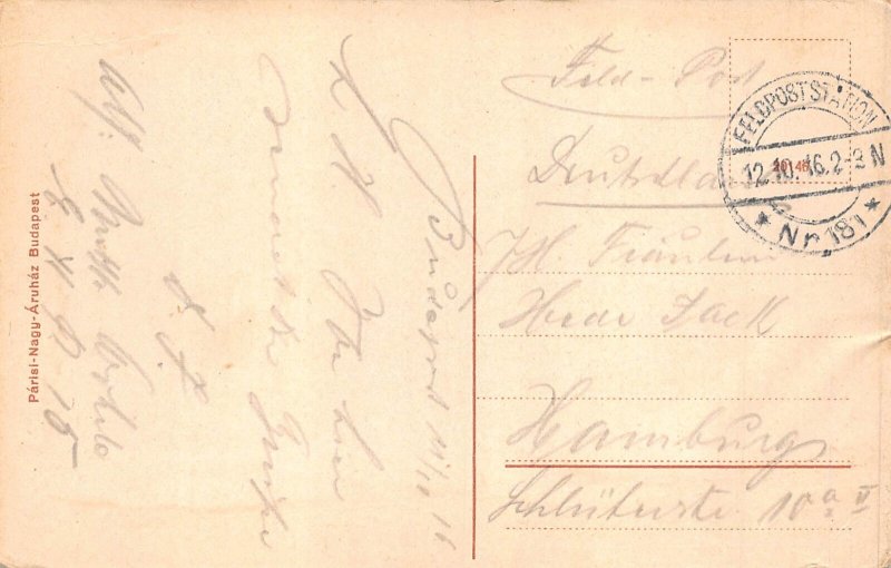 B053 Hungary Budapest Kir var Koenigliche Burg Palace 1916 WWI field postcard