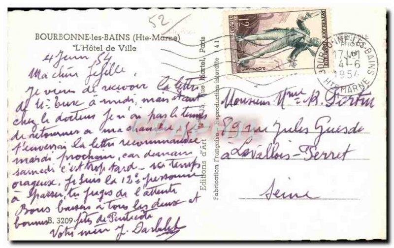 Old Postcard Bourbonne les Bains (Haute-Marne) The City Hotel