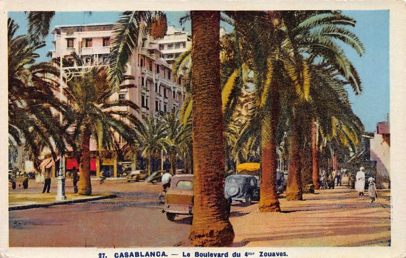 Le Boulevard du 4 Zouaves, Casablanca, Morocco, Early Postcard, Unused