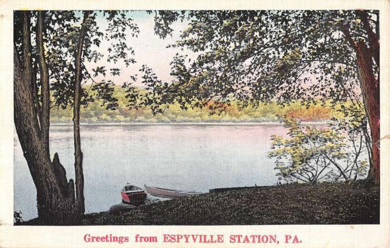 Espyville Station Pennsylvania Scenic Waterfront Antique Postcard K104587