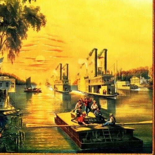Currier & Ives The Mississippi - Time of Peace Calendar Print 9 1/2 X 7 Size
