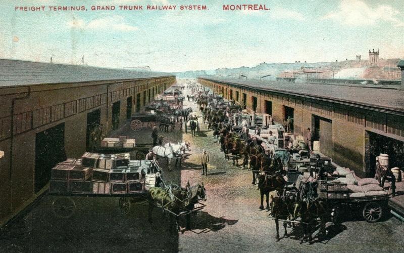 MONTREAL CANADA FREIGHT RAILROAD TERMINUS 1909 ANTIQUE POSTCARD railway station