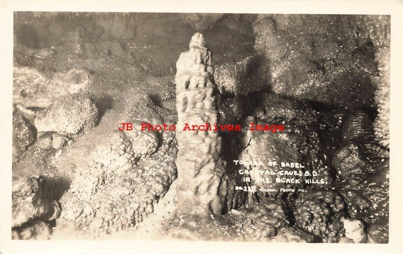 SD, Black Hills, South Dakota, RPPC, Crystal Cave, Tower of Babel, Omeka No 228