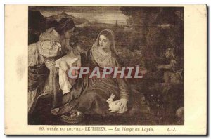 Old Postcard Louvre Museum Titian's Madonna of the Rabbit