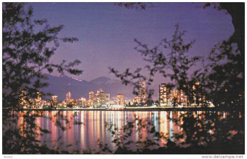 The English Bay Skyline at Night,  Vancouver,  B.C.,  Canada,   40-60s