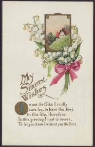 My Sincerest Wishes,Lily of the Valley,Scene Postcard