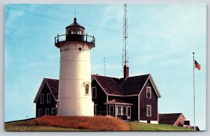 Lighthouse~Nobska Light Woods Hole Cape Cod Massachusetts~Vintage Postcard