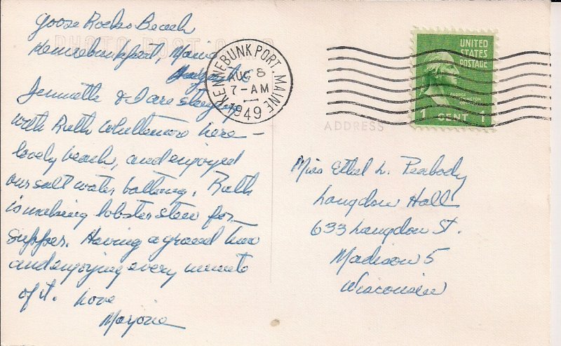 RPPC Kennebunkport ME, Men & Women Painting on Shore, Goose Rocks Beach, 1949