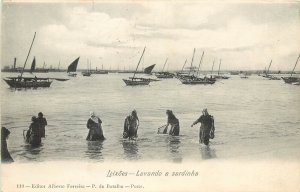 c1910 Postcard; Leixões Portugal, Lavando a sardinha, Sardine Fishing, Posted