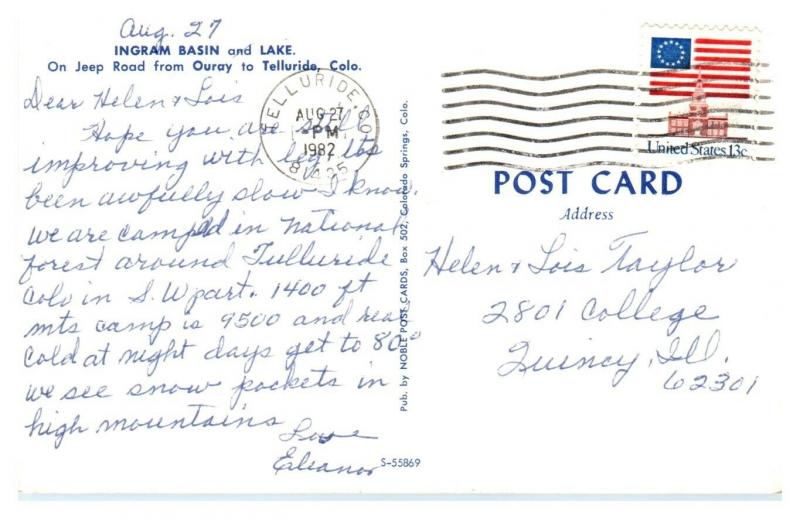 1982 Ingram Basin and Lake, CO Postcard *5N25