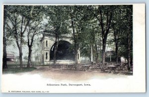 Davenport Iowa Postcard Schuetzen Park Trees Bench 1905 Vintage Antique Unposted